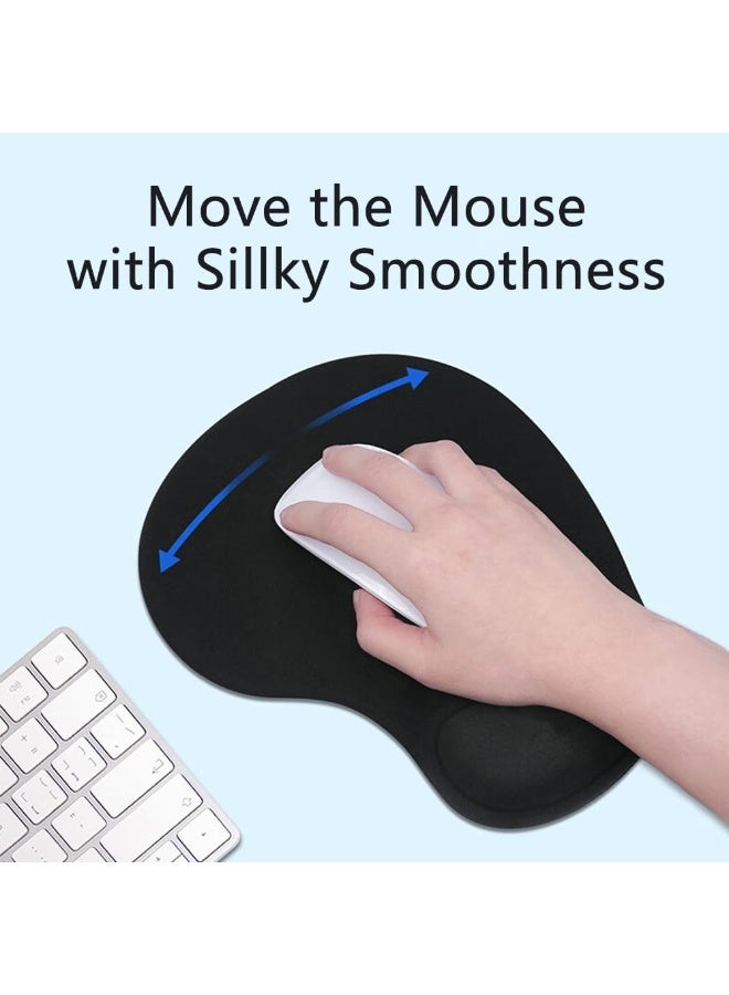 Muzz Ergonomic Mouse Pad with Wrist Rest, Gel Wrist Support Mousepad, Pain Relief Laptop Computer Mouse Pad, Non-Slip Mouse Pads for Office & Home Black - Image 4